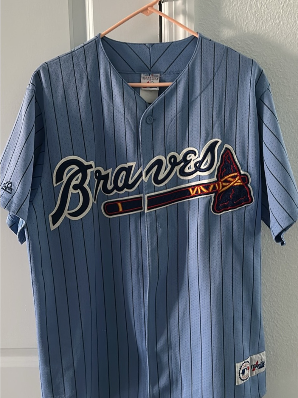 Genuine Merchandise Light Blue Pinstripe Baseball Jersey